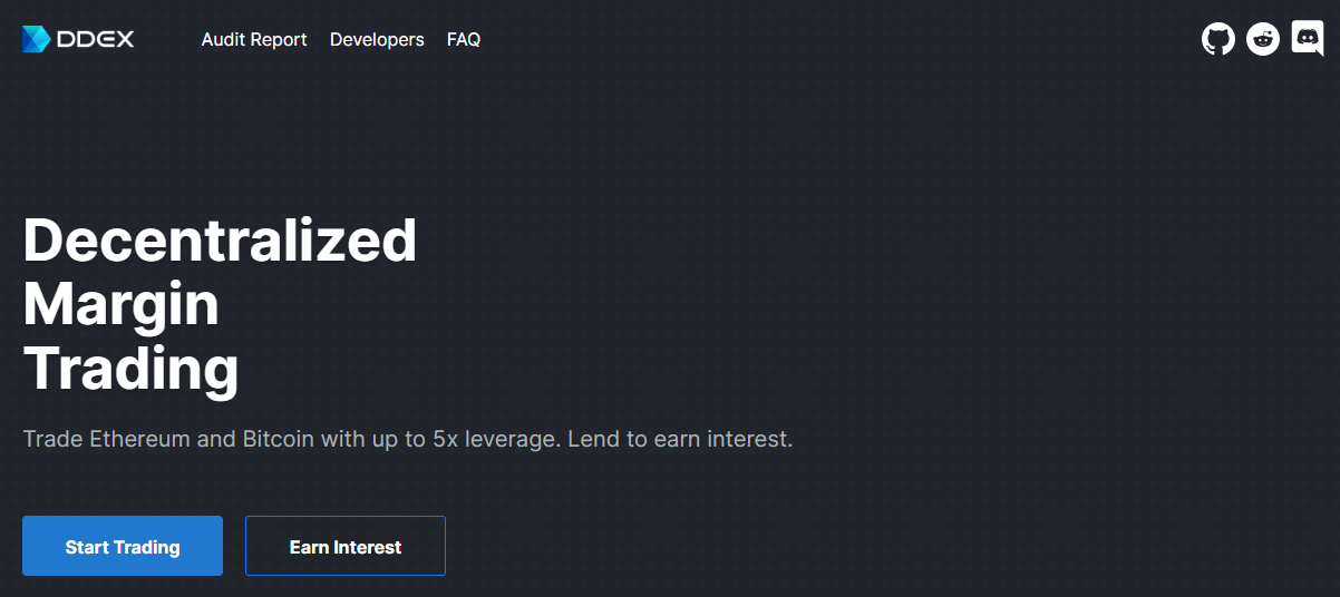 Decentralized exchange DDEX Homepage